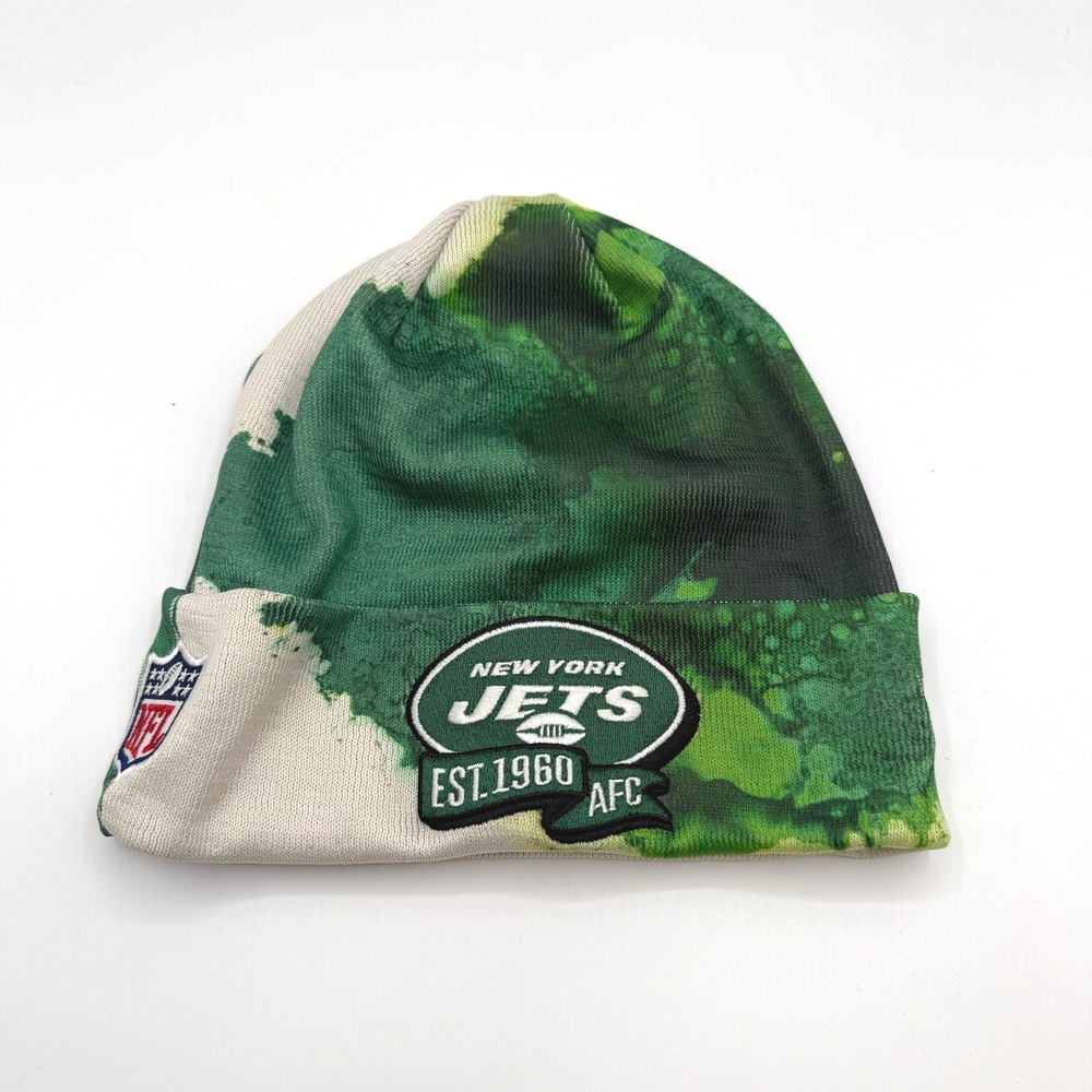 New York Jets Beanie Mens One Size Green White Tie Dye  Wool Blend NFL Football